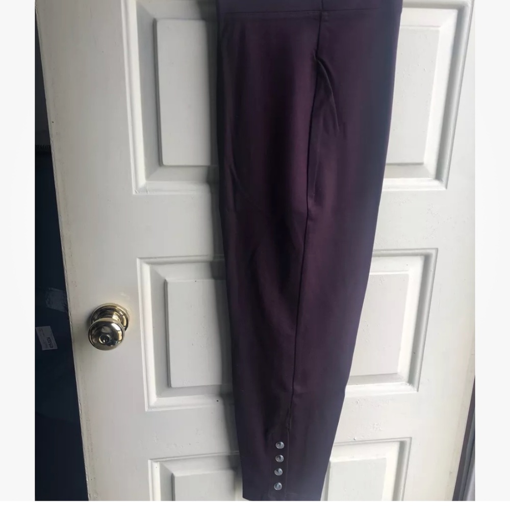 Just My Size Purple (WINE) Ponte Snap Bottom Leggings Pants Size 3X NEW
